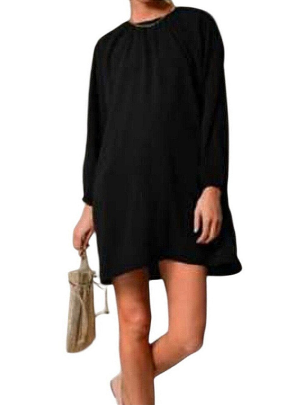 Pomander Place Tuckernuck Eliza Tunuc Shift Mini Dress Sz Lg Black Minimalist